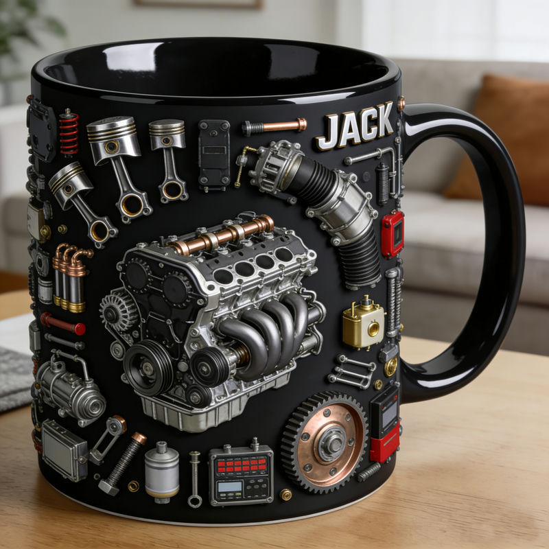 Personalized Car Engine Disassembly Diagram Themed Mug