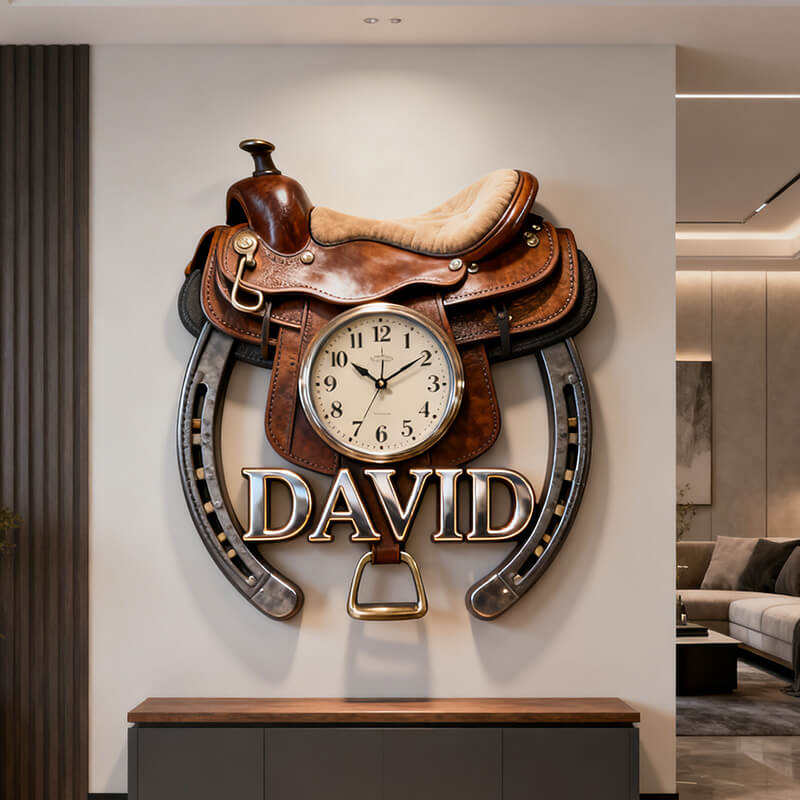 Personalized Saddle-Themed Clock