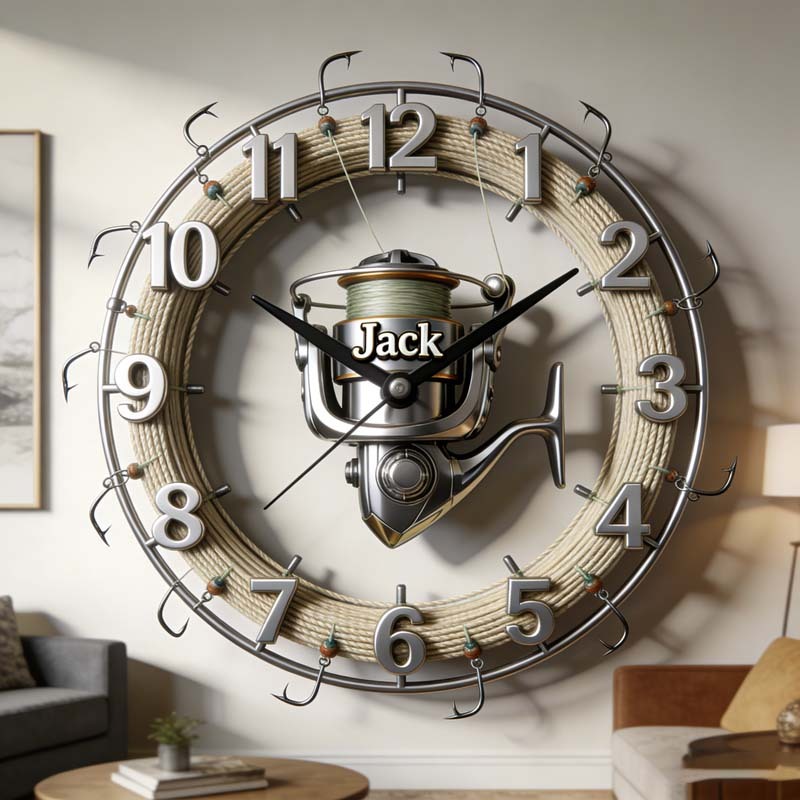 Personalized Fishing Wheel Theme Clock