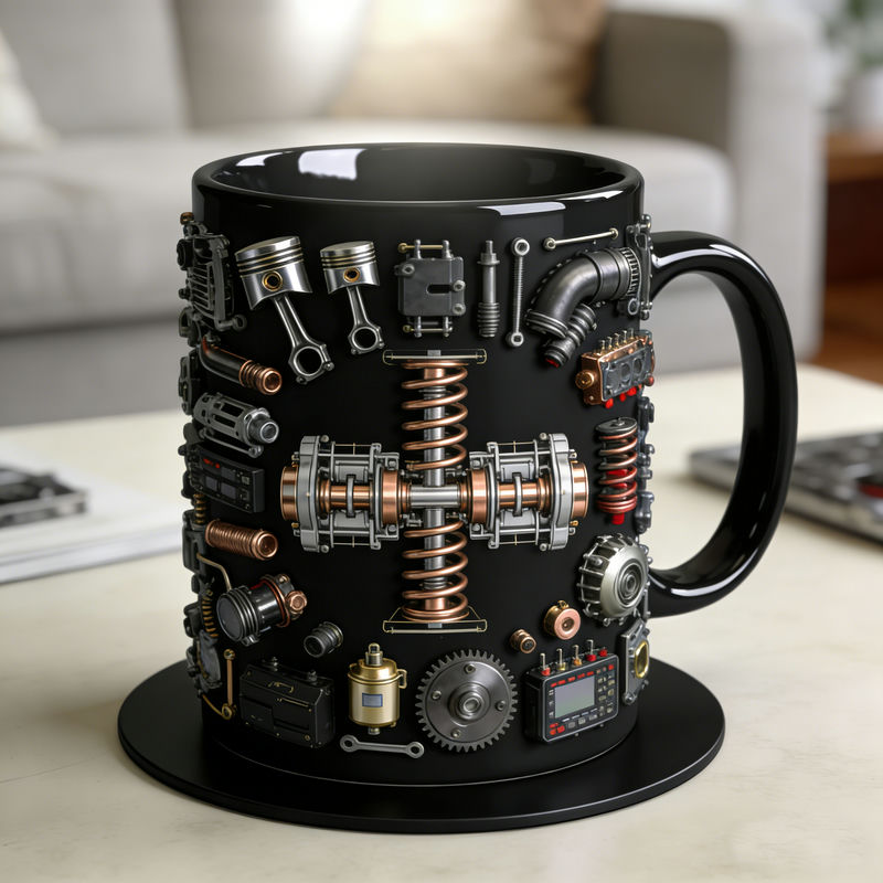 Personalized Car Engine Disassembly Diagram Themed Mug