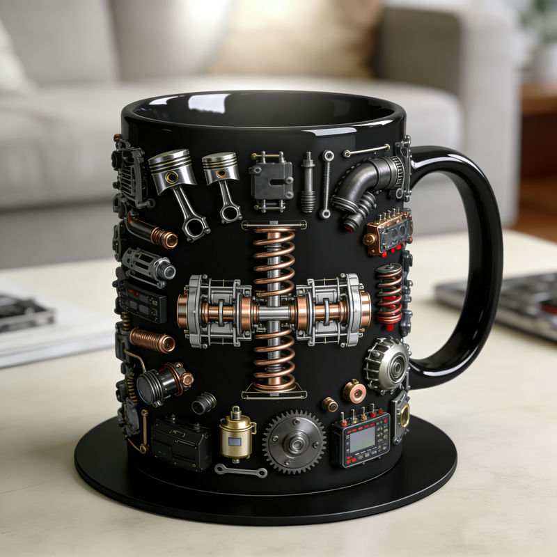 Personalized Car Engine Disassembly Diagram Themed Mug