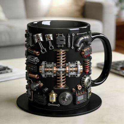 Personalized Car Engine Disassembly Diagram Themed Mug