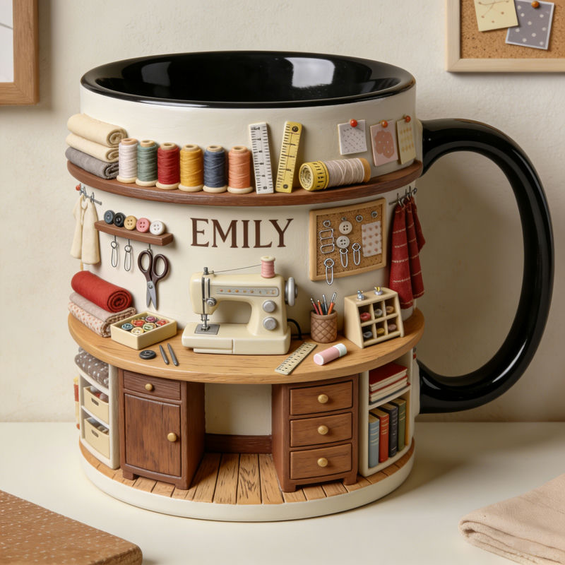 Personalized Sewing Room Themed Mug