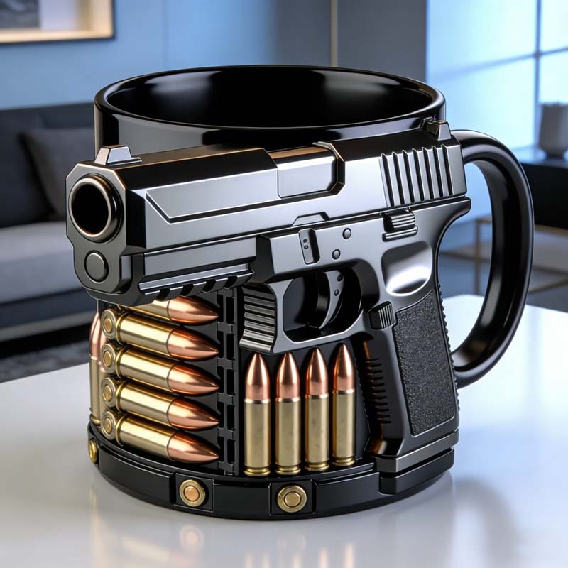 Personalized Pistol Bullet-Themed Mug