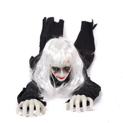 4 Ft. Halloween Scary Yard Animated Crawling Creepy Ghost Long Hair Horror Voice Skeleton Halloween Decoration