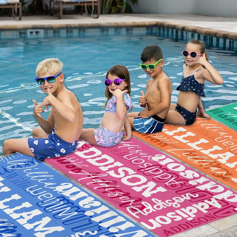 Personalized Name Beach Towel, Quick Dry Microfiber Signature Bath Towel,