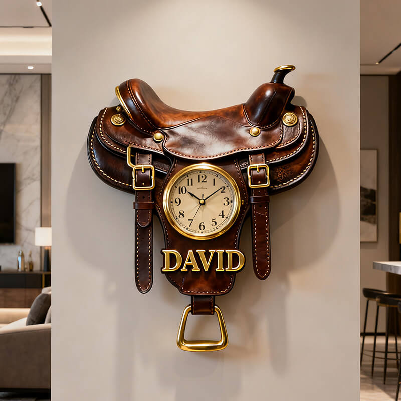 Personalized Saddle-Themed Clock