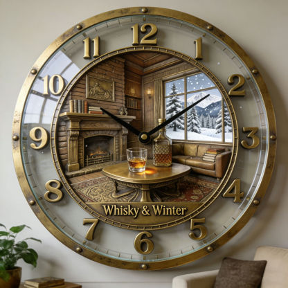 Personalized Whisky Snow Scene Theme Clock