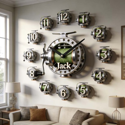 Personalized Fishing Wheel Theme Clock