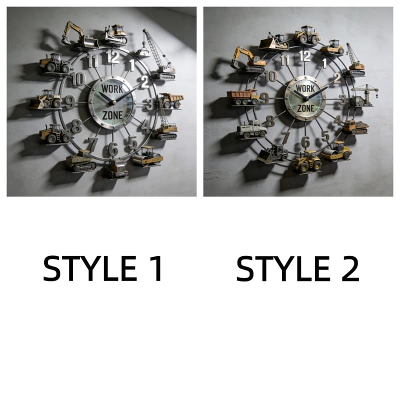 Personalized Construction Vehicle Work Zone-Themed Wall Clock