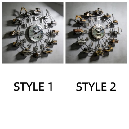 Personalized Construction Vehicle Work Zone-Themed Wall Clock