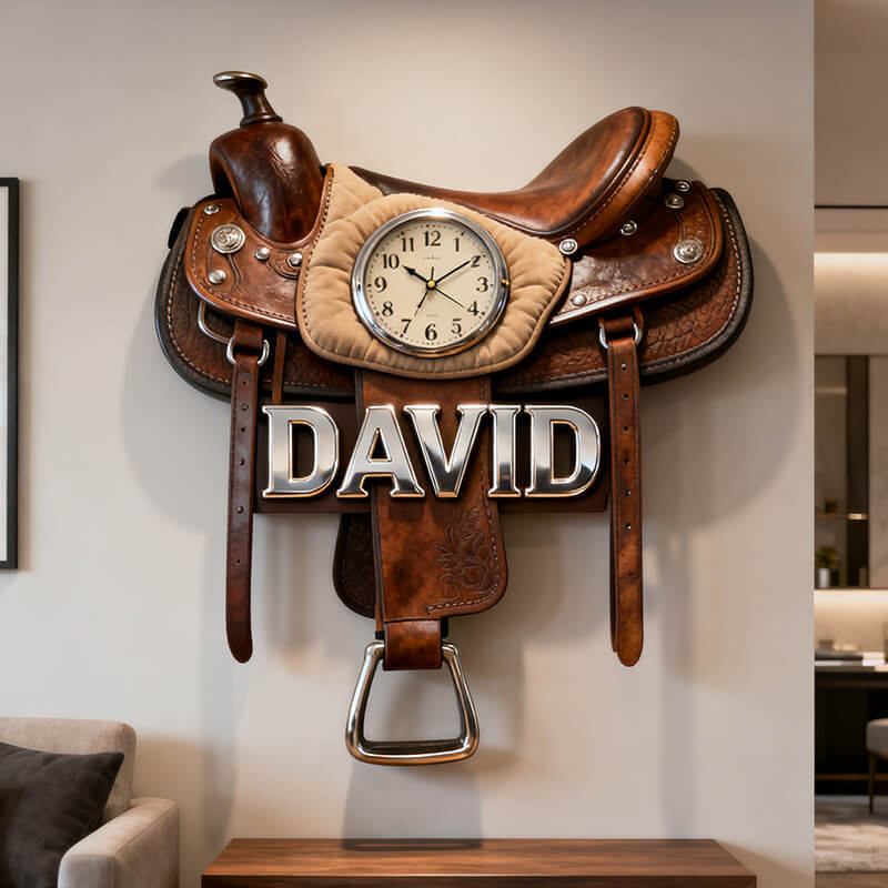 Personalized Saddle-Themed Clock