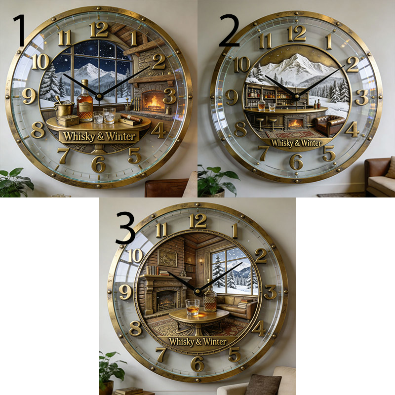 Personalized Whisky Snow Scene Theme Clock