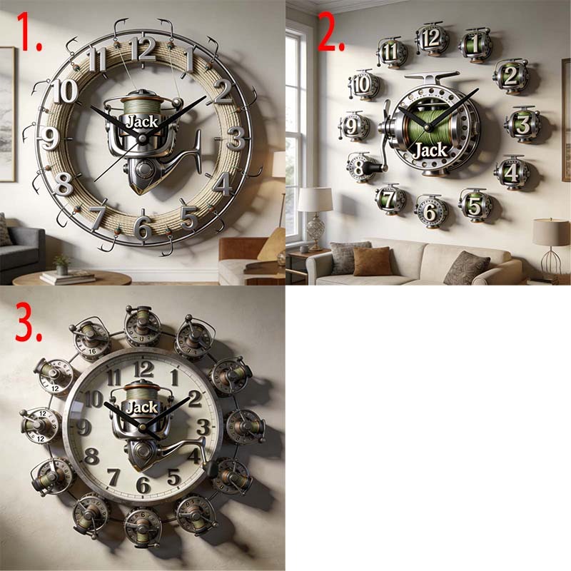 Personalized Fishing Wheel Theme Clock