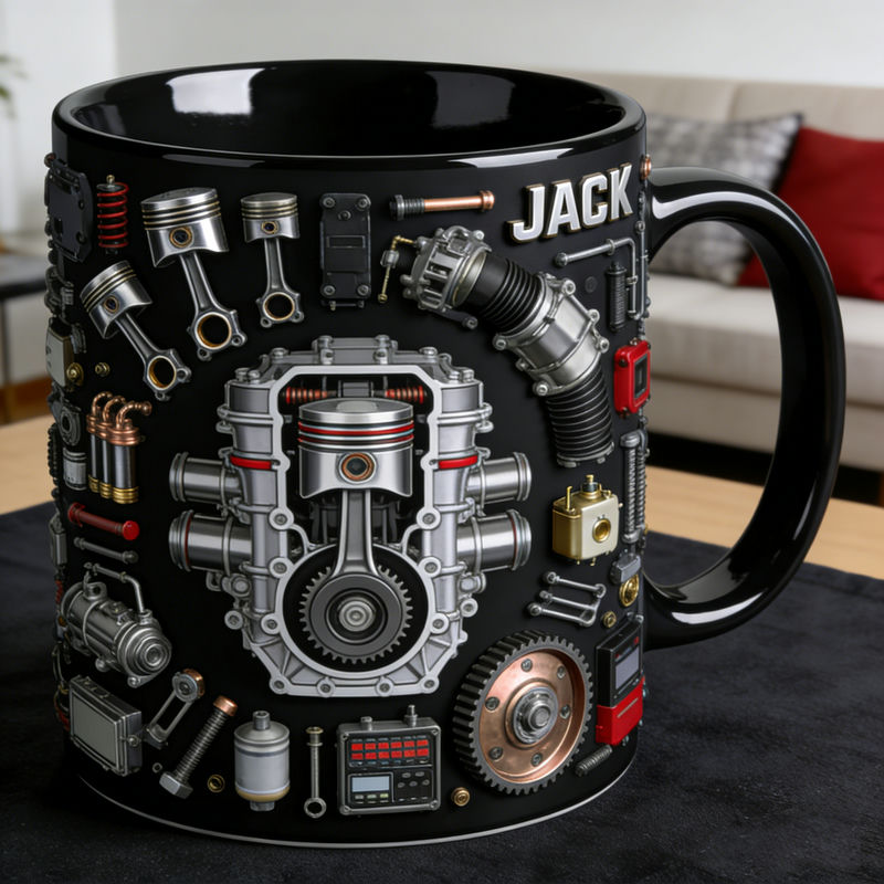 Personalized Car Engine Disassembly Diagram Themed Mug