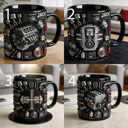 Personalized Car Engine Disassembly Diagram Themed Mug