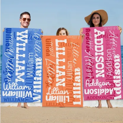 Personalized Name Beach Towel, Quick Dry Microfiber Signature Bath Towel,