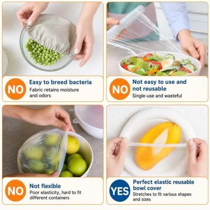 100Pcs Medium Reusable Elastic Plastic Bowl Covers - Kitchen Bread Proofing,