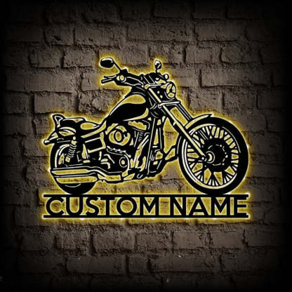 Personalized Motorcycle Metal Wall Art With LED Lights