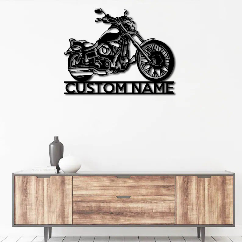 Personalized Motorcycle Metal Wall Art With LED Lights