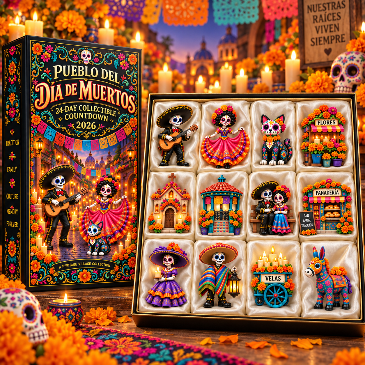 24-Day Day of the Dead Collectible Countdown Calendar with 24 Unique Miniatures