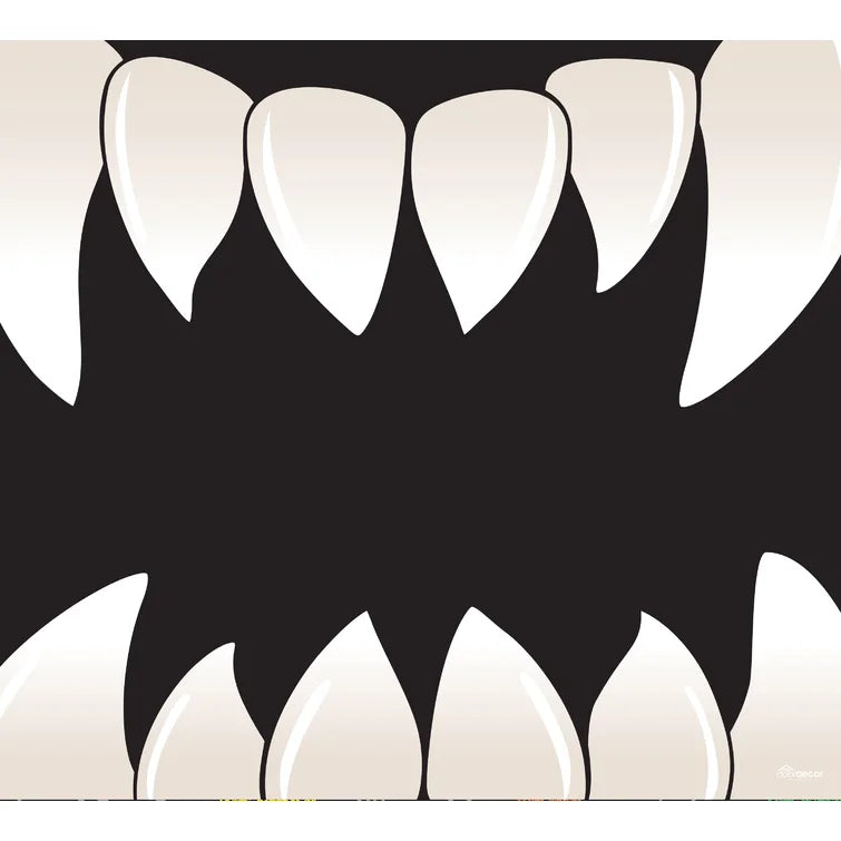 7' x 16' Cream White and Black Double Car Halloween Garage Door Banner