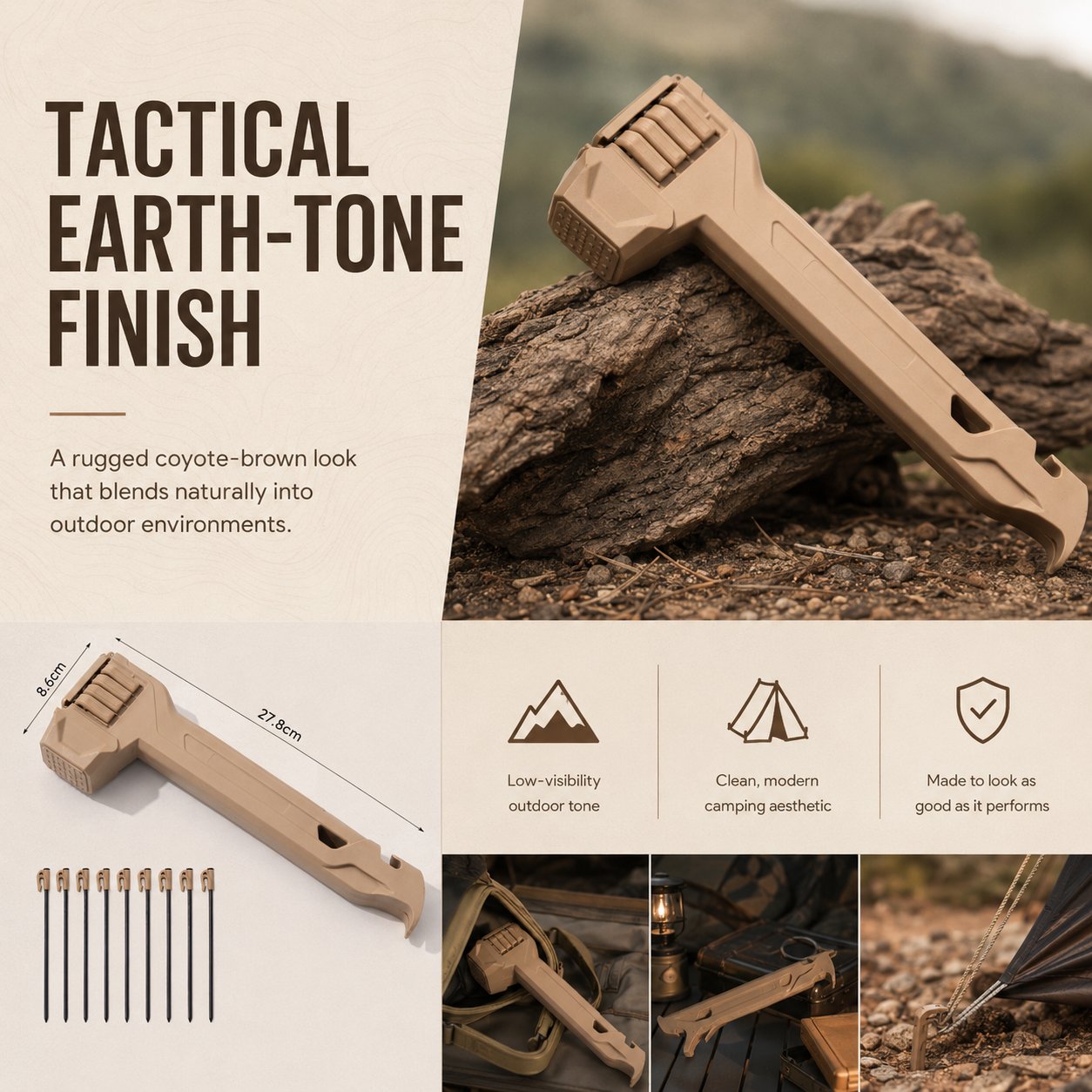 Tactical Multi-Functional Tent Hammer