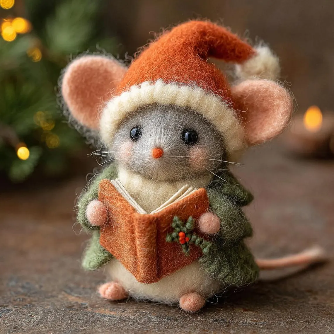 🎁🐭 Deluxe Christmas Felt Mouse | Handmade Wool Ornament ✨ Tree-Ready!