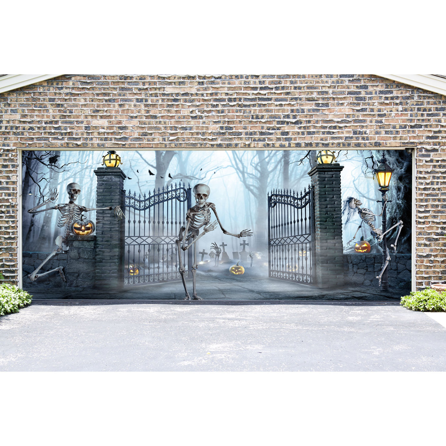 Halloween - Skeleton invites zombie party to cemetery