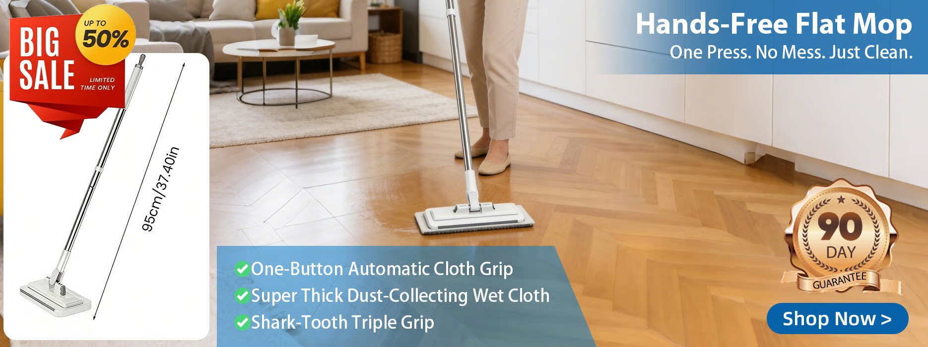 Hands-Free Multi-Purpose Flat Mop