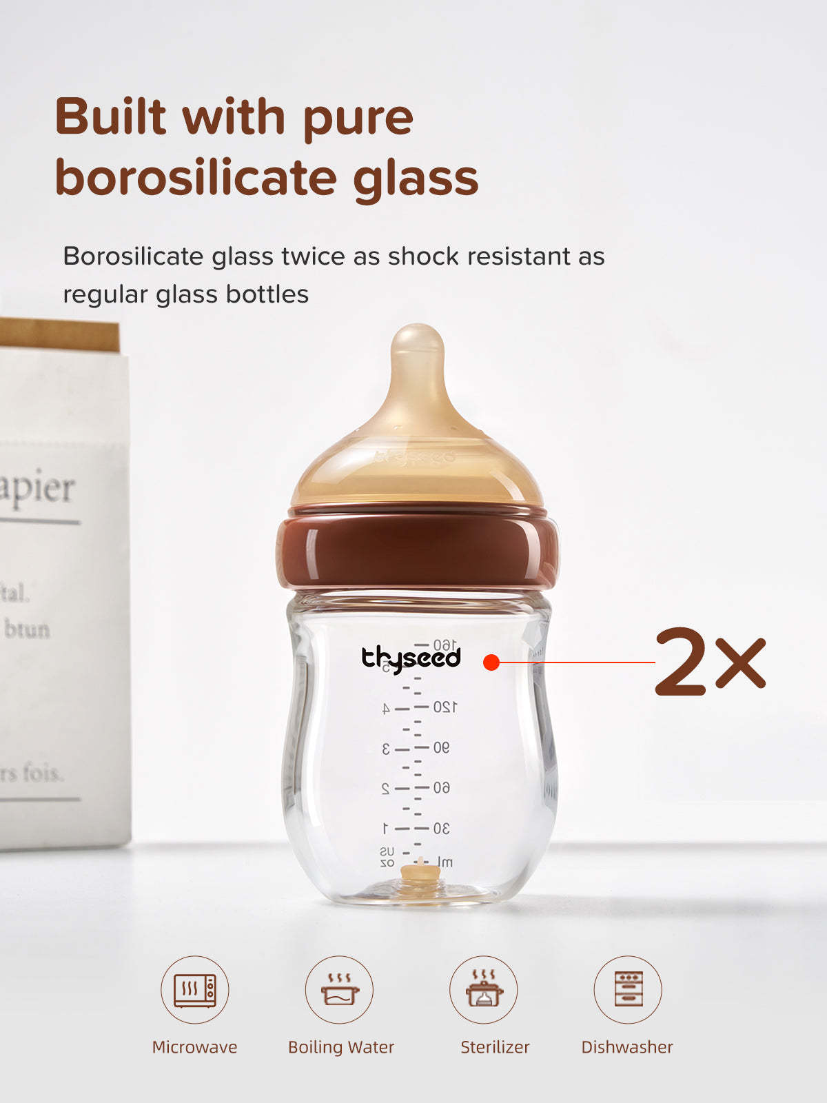 Thyseed Glass Natural Anti-colic Baby Bottle