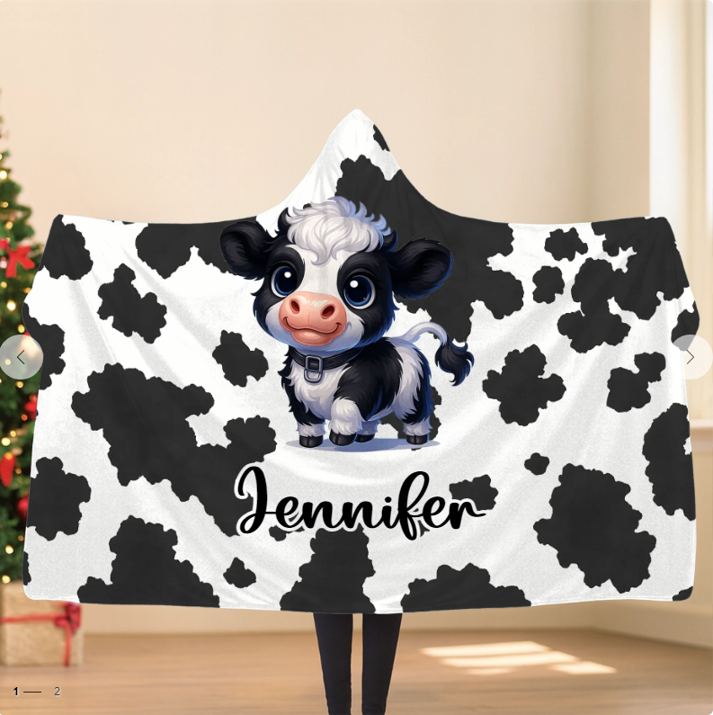 Who Loves Highland Cows -  Personalized Name Highland Cows Hooded Blanket - Gift For Highland Cows Enthusiast, Kids, Children