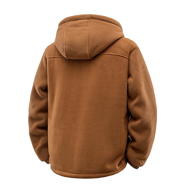 Men's Fleece Jacket - Sherpa Lined Hooded Full Zip Up Coat