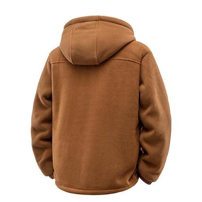 Men's Fleece Jacket - Sherpa Lined Hooded Full Zip Up Coat