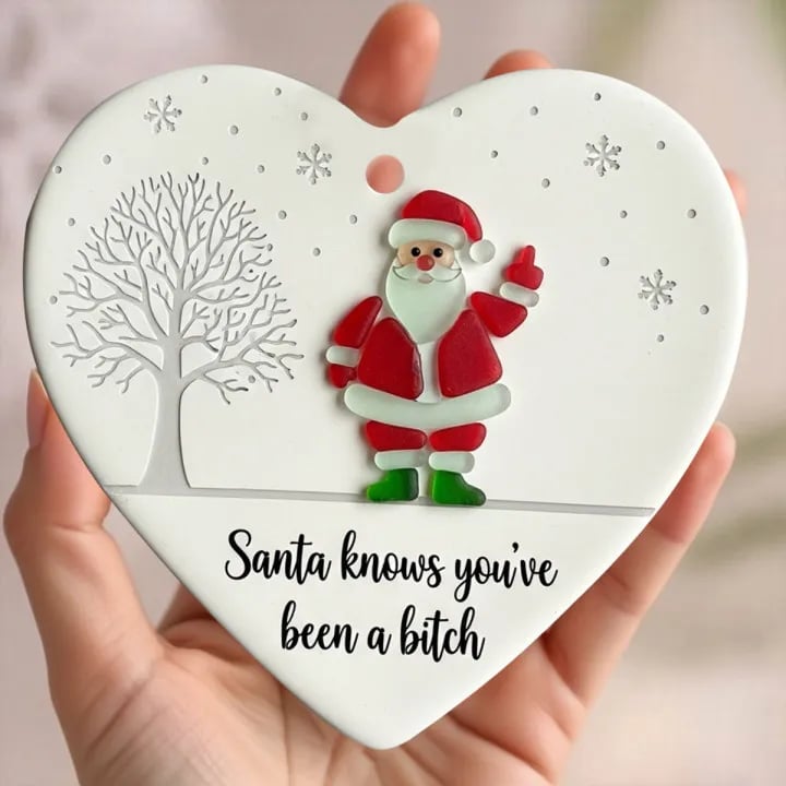 "Santa Claus Middle Finger" Christmas heart-shaped gift