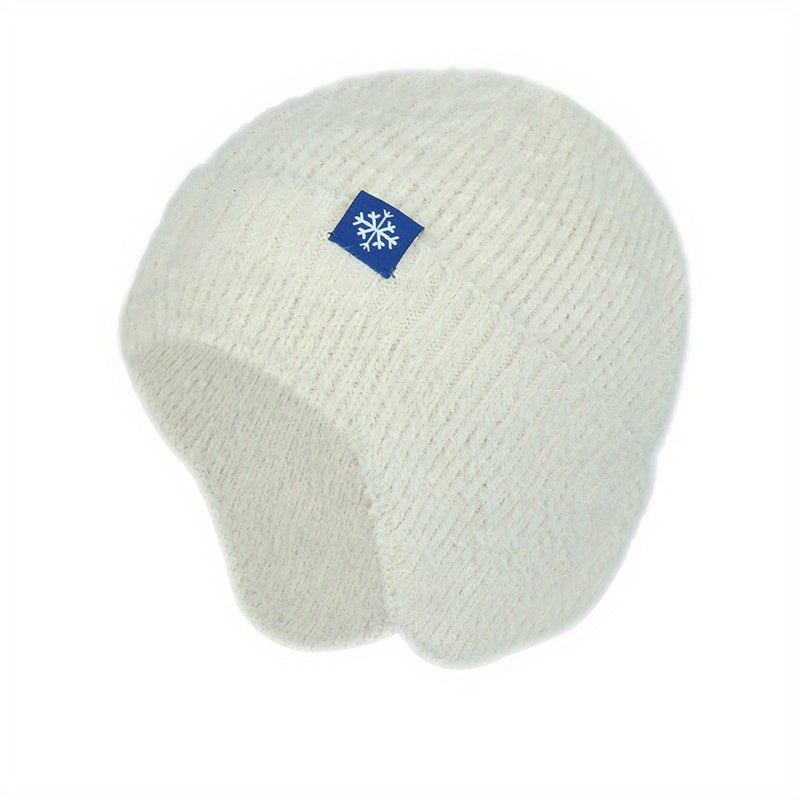 Stylish Snowflake Knitted Beanie with Ear Protection - Warm, Soft, and Coldproof