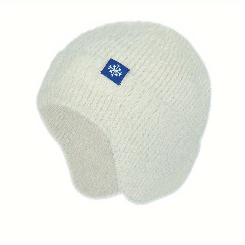 Stylish Snowflake Knitted Beanie with Ear Protection - Warm, Soft, and Coldproof