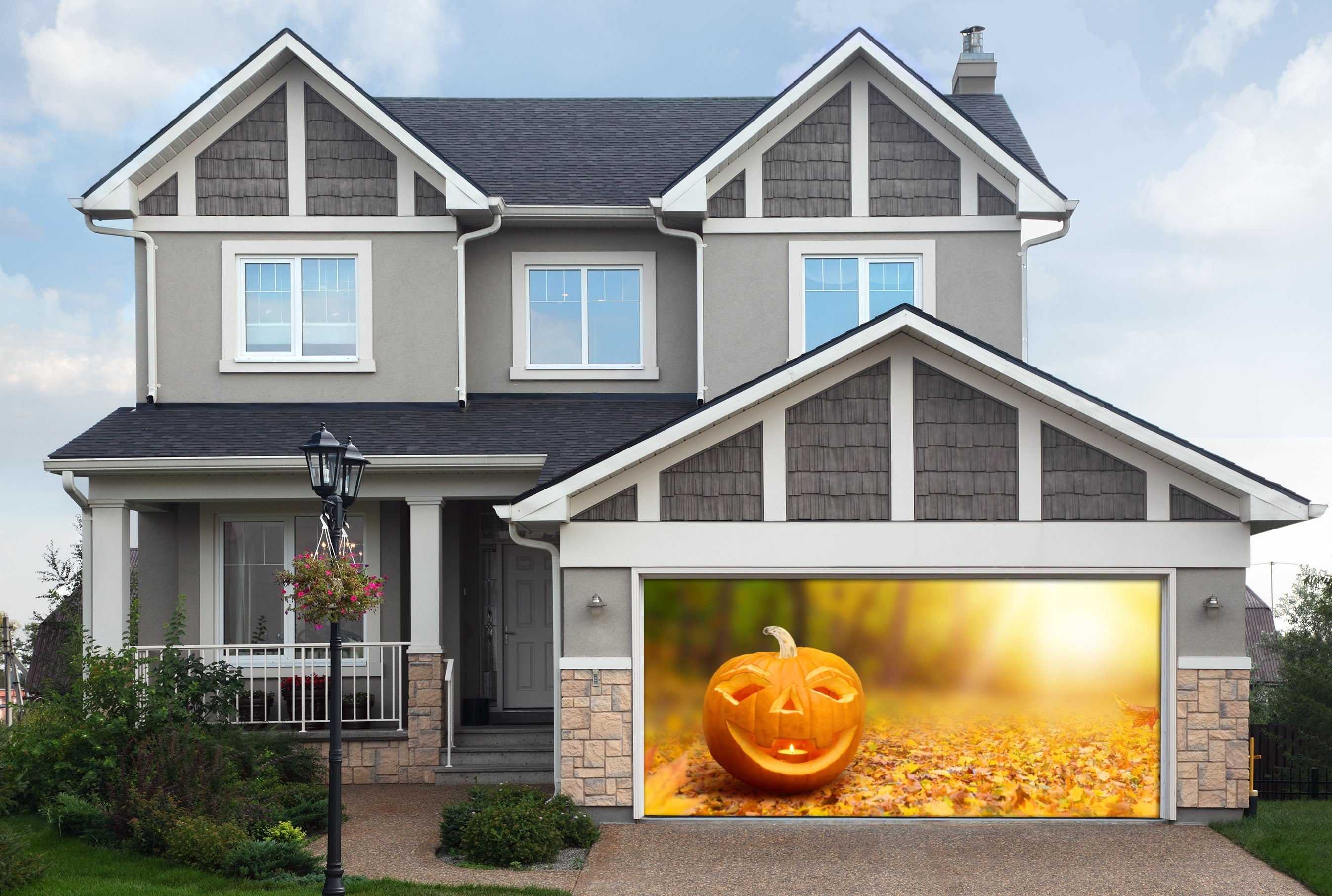 Halloween Pumkin Double door garage