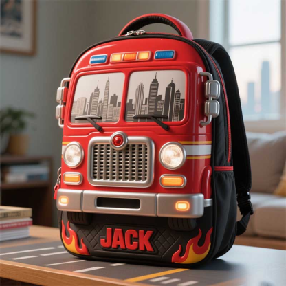 Personalized Fire Truck Themed Backpack for Kids
