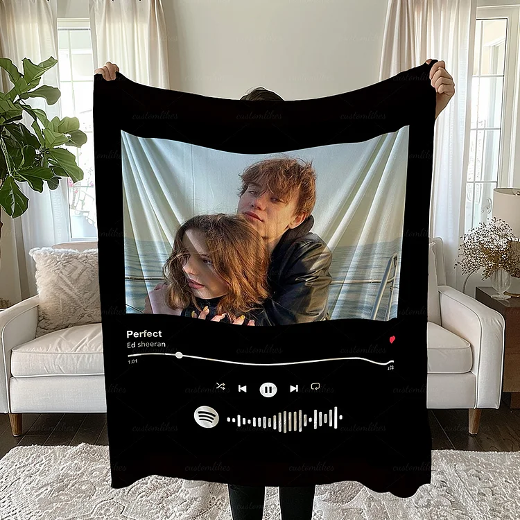 Customized Music and Photo Couples Blanket