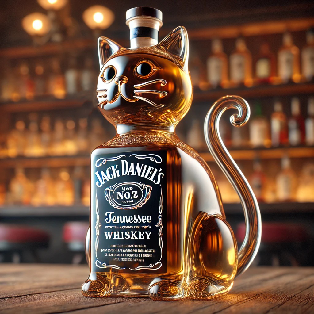 Funny Whiskey Cat Bottle