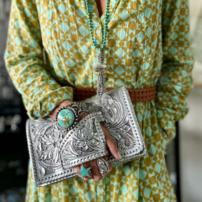 "Silver Flower Dance" Western-Style Clutch