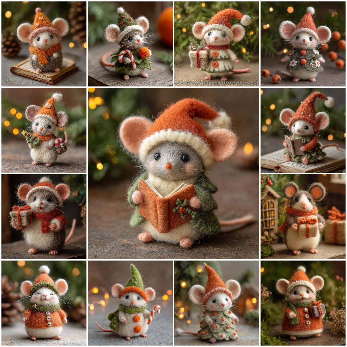 🎁🐭 Deluxe Christmas Felt Mouse | Handmade Wool Ornament ✨ Tree-Ready!