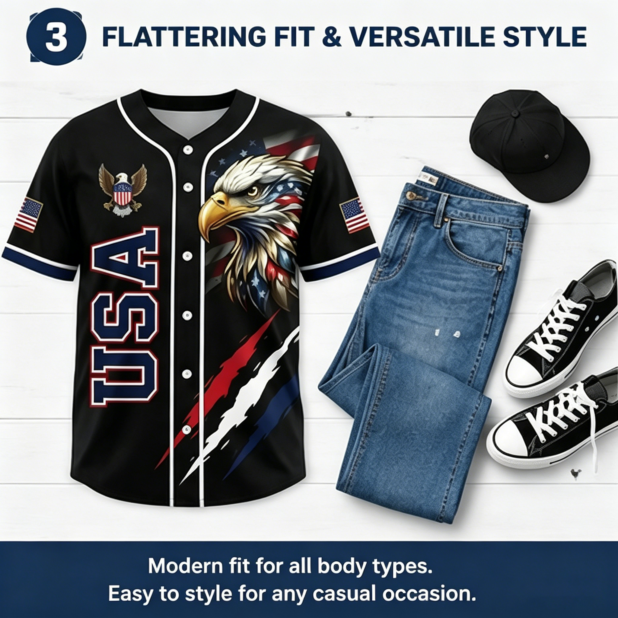 🦅Anniversary All-Over Print Patriotic Baseball Jersey