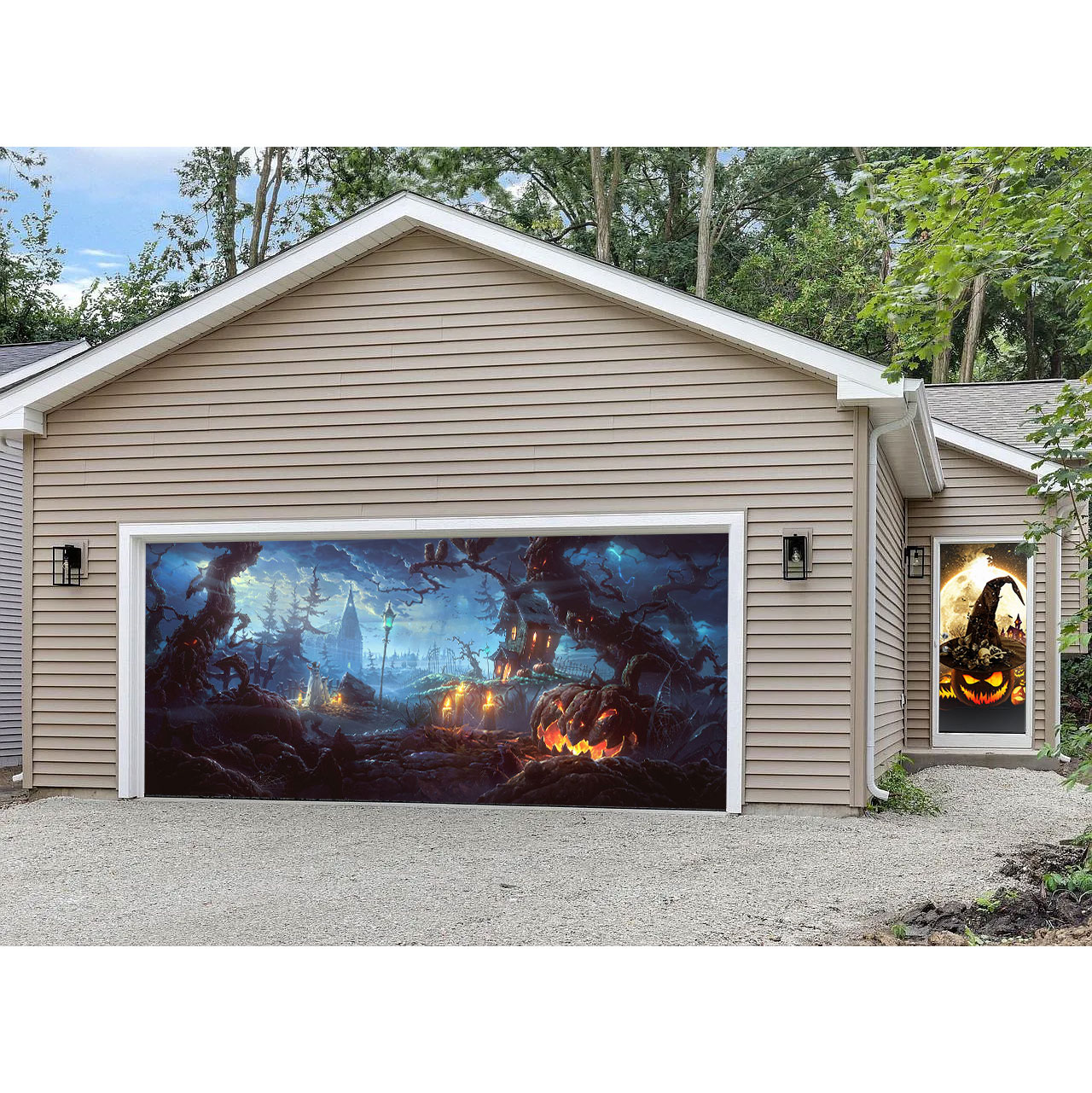 Creepy Halloween Garage Door Banner Mural