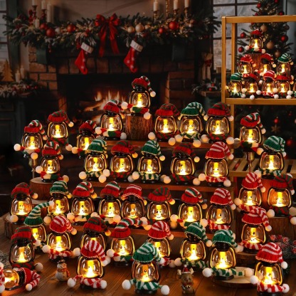 🎄Early Christmas Sale⛄Mini Snowman Lantern with Hats and Scarves