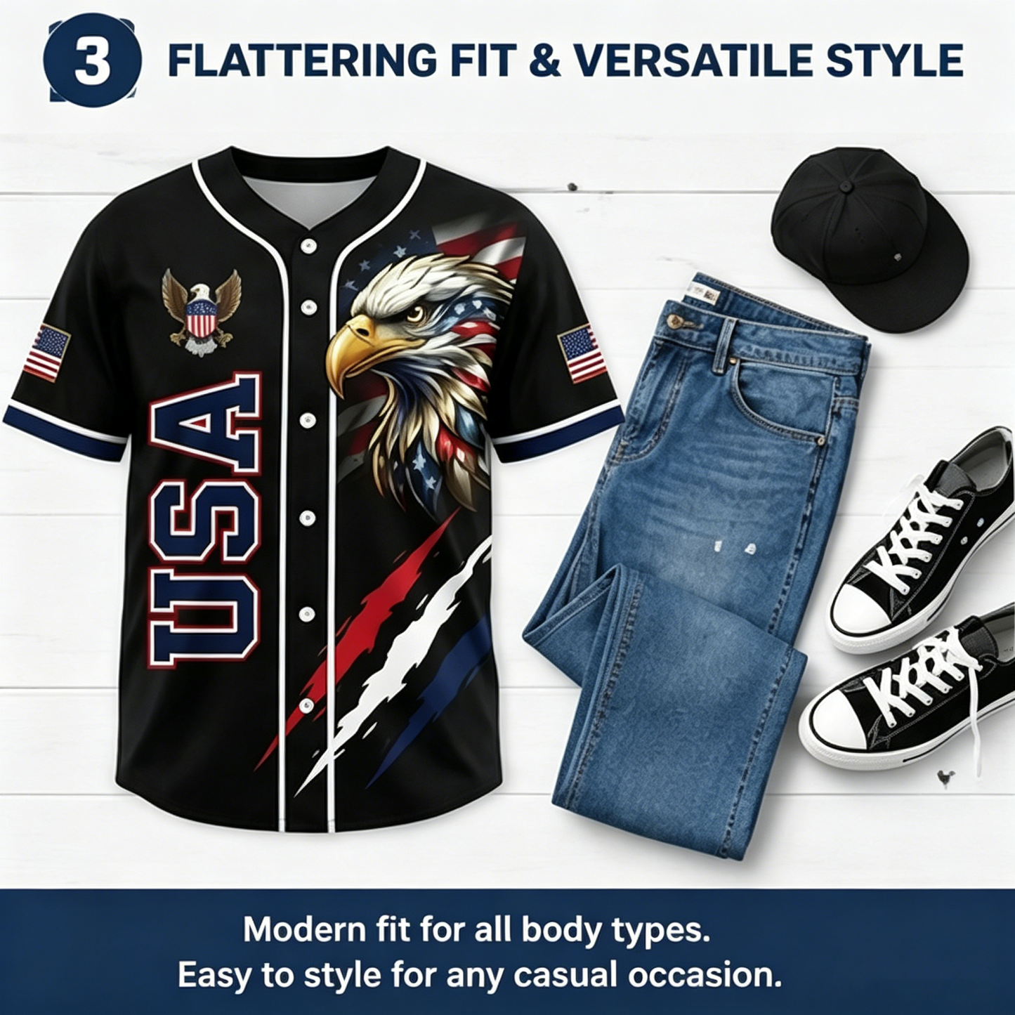 🦅Anniversary All-Over Print Patriotic Baseball Jersey