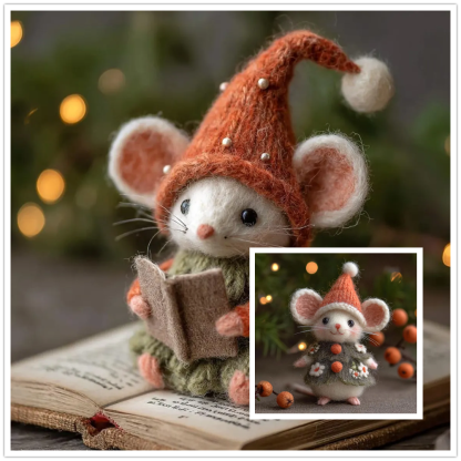 🎁🐭 Deluxe Christmas Felt Mouse | Handmade Wool Ornament ✨ Tree-Ready!