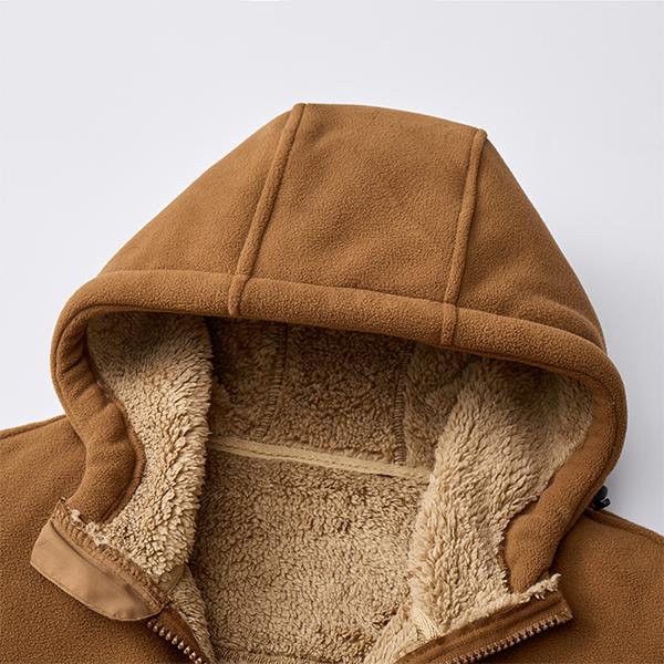 Men's Fleece Jacket - Sherpa Lined Hooded Full Zip Up Coat