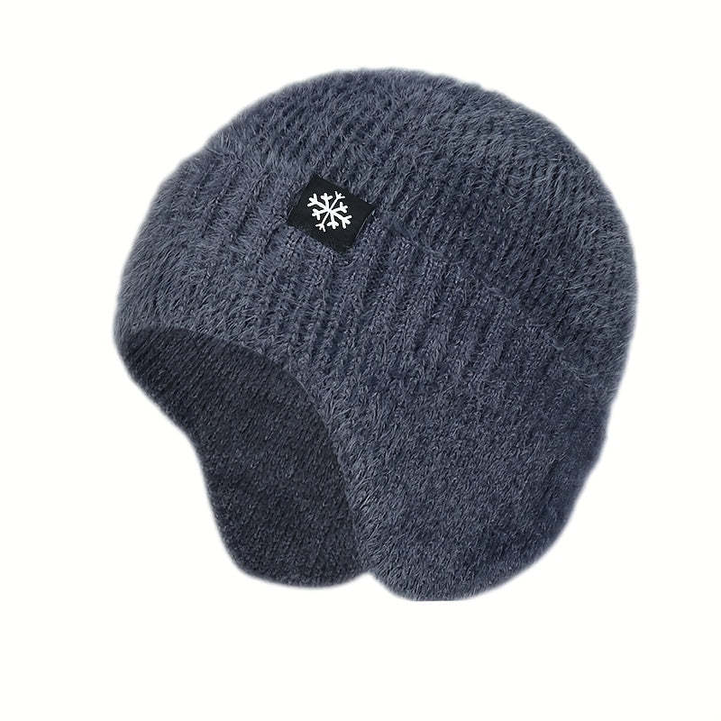 Stylish Snowflake Knitted Beanie with Ear Protection - Warm, Soft, and Coldproof